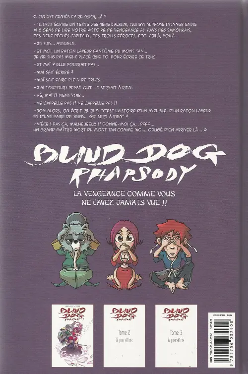 Verso de l'album Blind Dog Rhapsody Tome 1