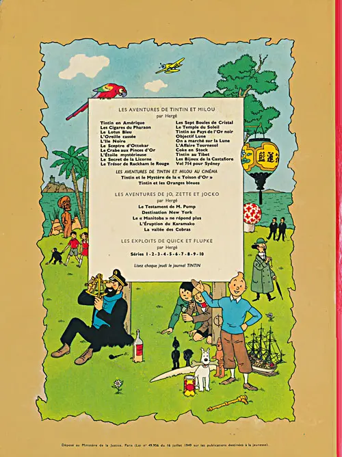 Verso de l'album Tintin Tome 22 Vol 714 pour Sydney