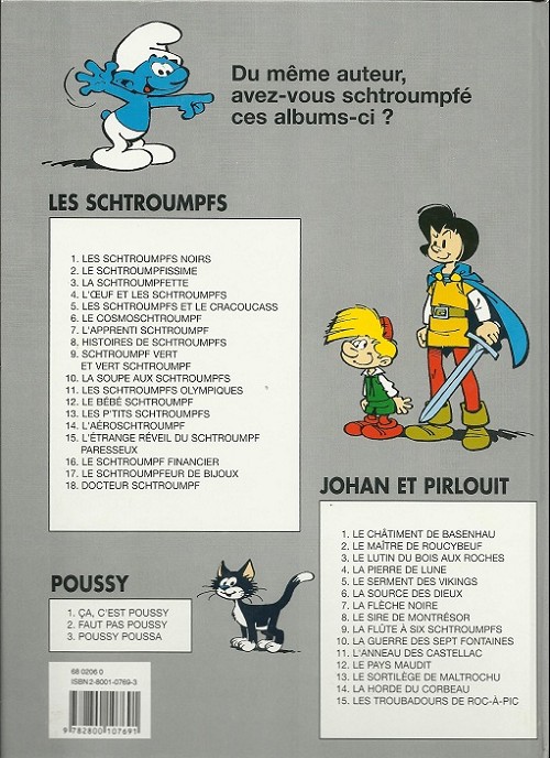 Verso de l'album Les Schtroumpfs Tome 11 Les schtroumpfs olympiques