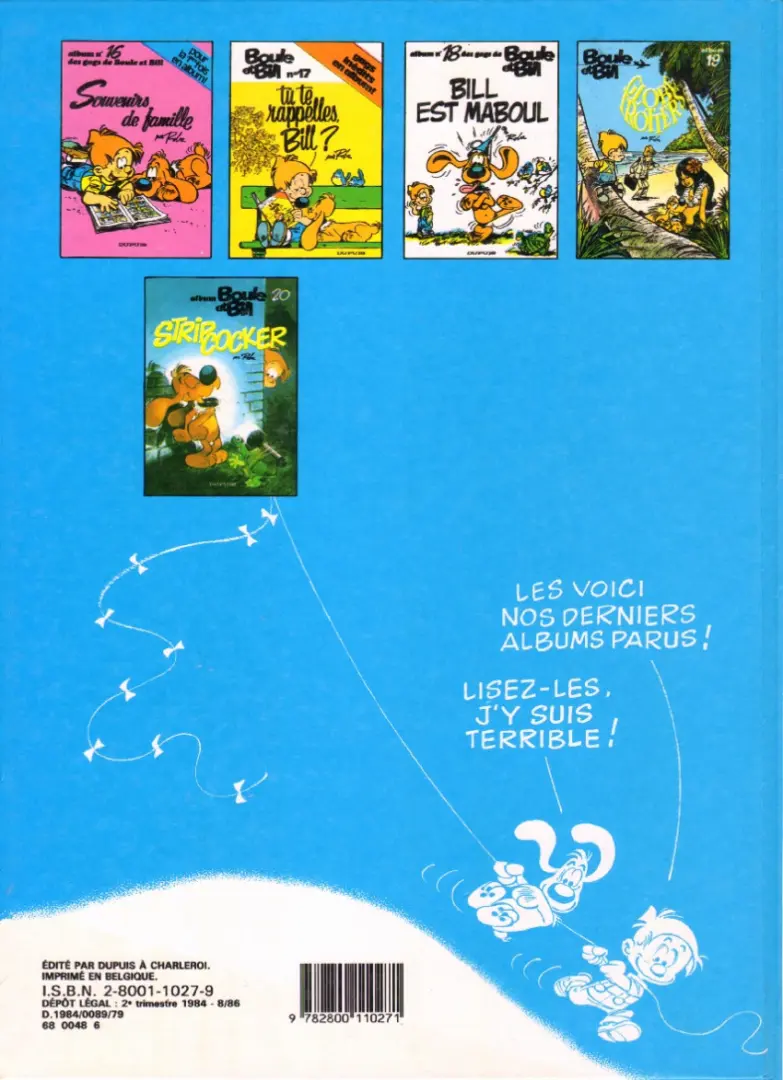 Verso de l'album Boule & Bill Tome 20 Strip cocker