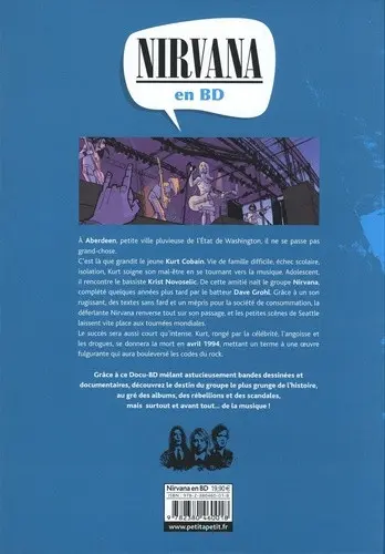 Verso de l'album Nirvana en Bandes dessinées Nirvana en BD