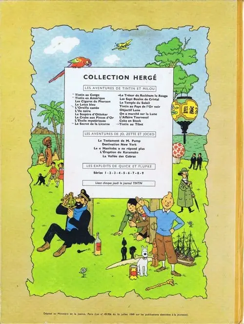 Verso de l'album Tintin Tome 15 Tintin au pays de l'or noir