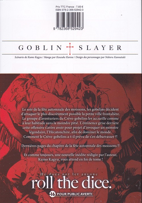 Verso de l'album Goblin Slayer 8
