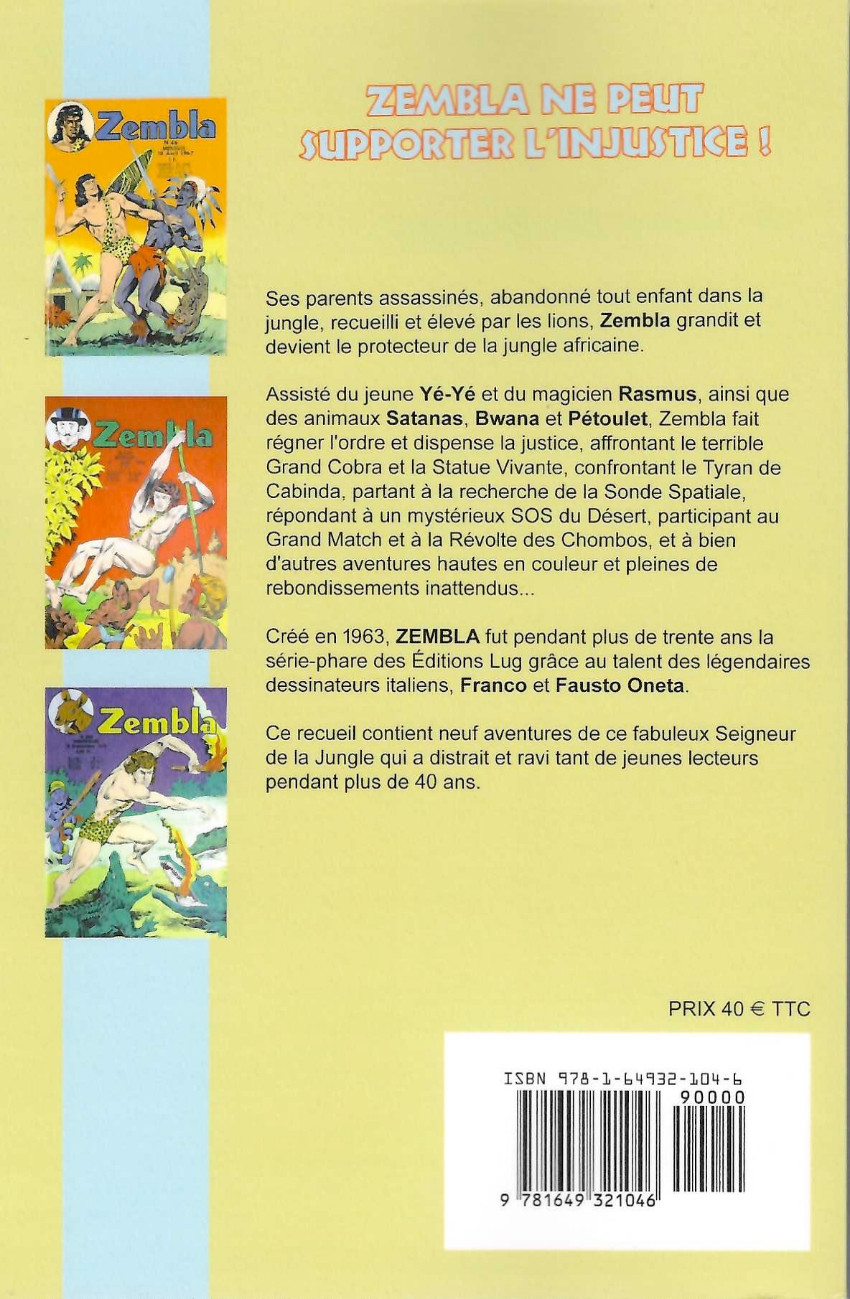 Verso de l'album Zembla Tome 10