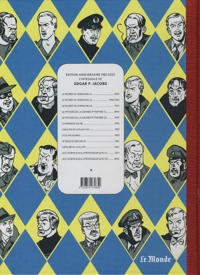 Verso de l'album Blake et Mortimer Tome 11 Les 3 formules du professeur Sato - Tome I