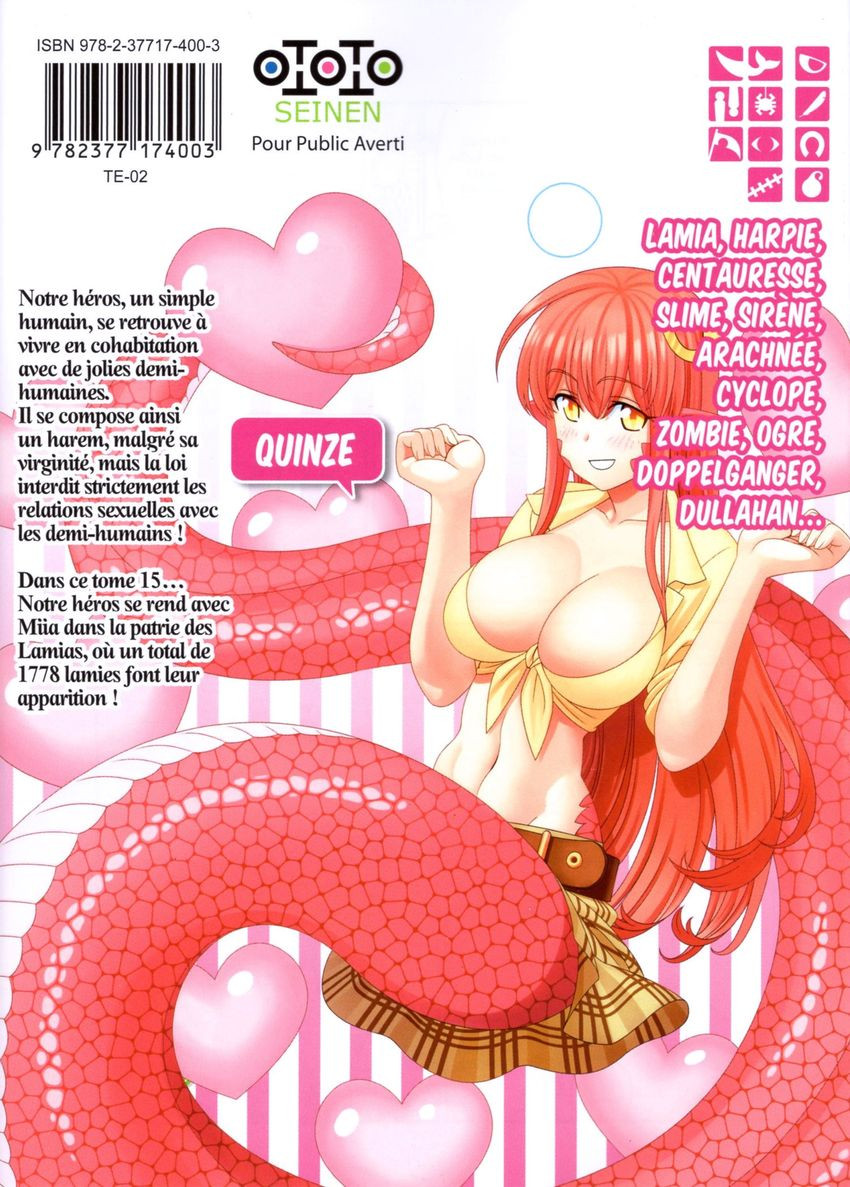 Verso de l'album Monster Musume - Everyday Life with Monster Girls 15