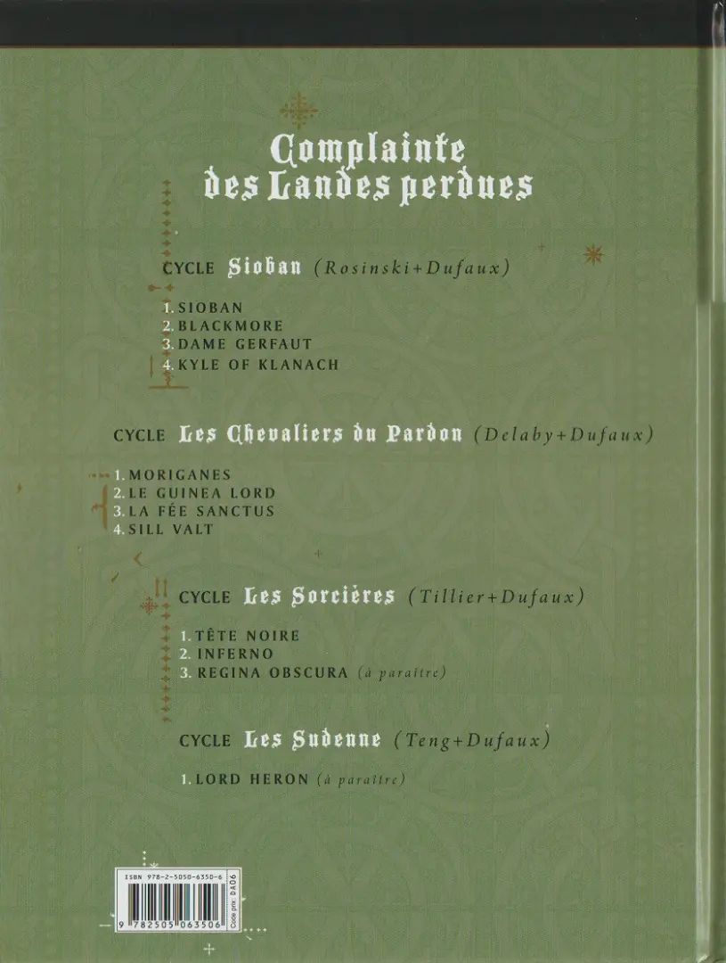 Verso de l'album Complainte des Landes perdues Les Sorcières Tome 1 Tête noire