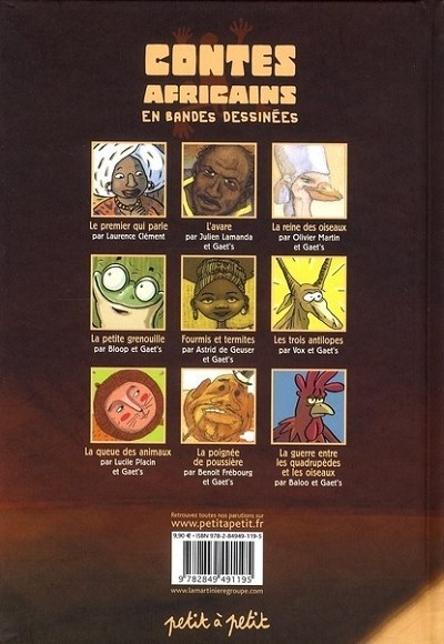 Verso de l'album Contes du monde en bandes dessinées Contes Africains en bandes dessinées