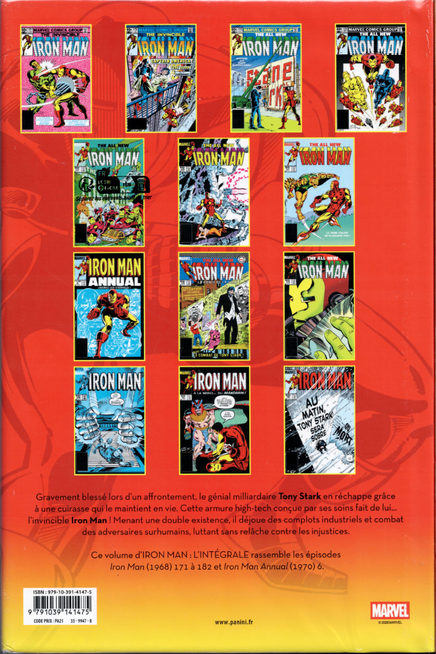 Verso de l'album Iron Man - L'Intégrale Tome 16 1983-1984