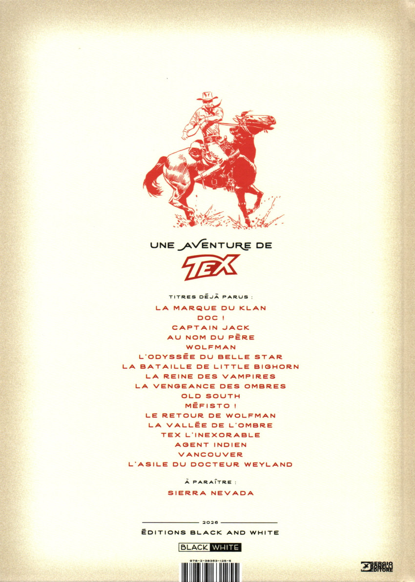 Verso de l'album Tex 17 L'asile du docteur Weyland