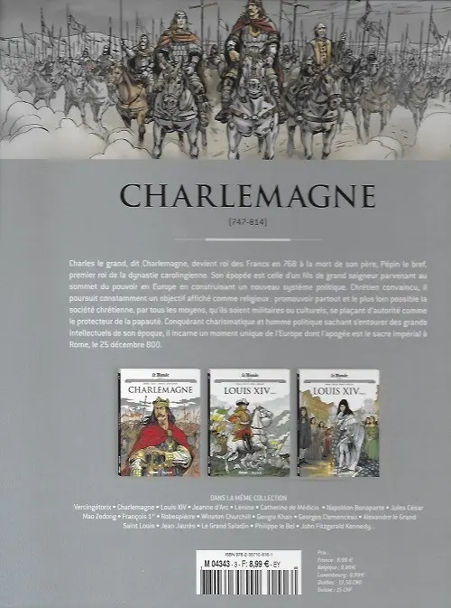 Verso de l'album Les grands personnages de l'Histoire en bandes dessinées Tome 3 Charlemagne