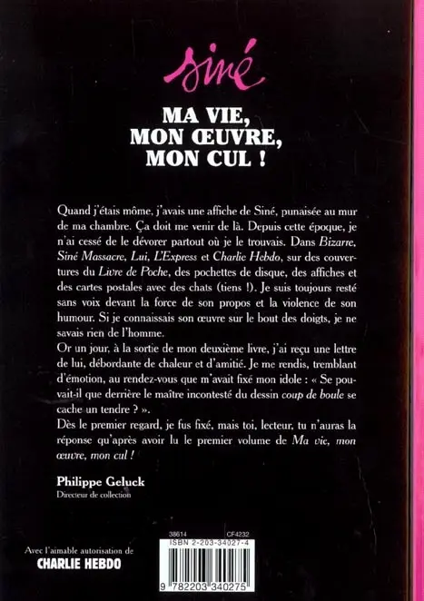 Verso de l'album Ma vie, mon œuvre, mon cul ! Volume 1