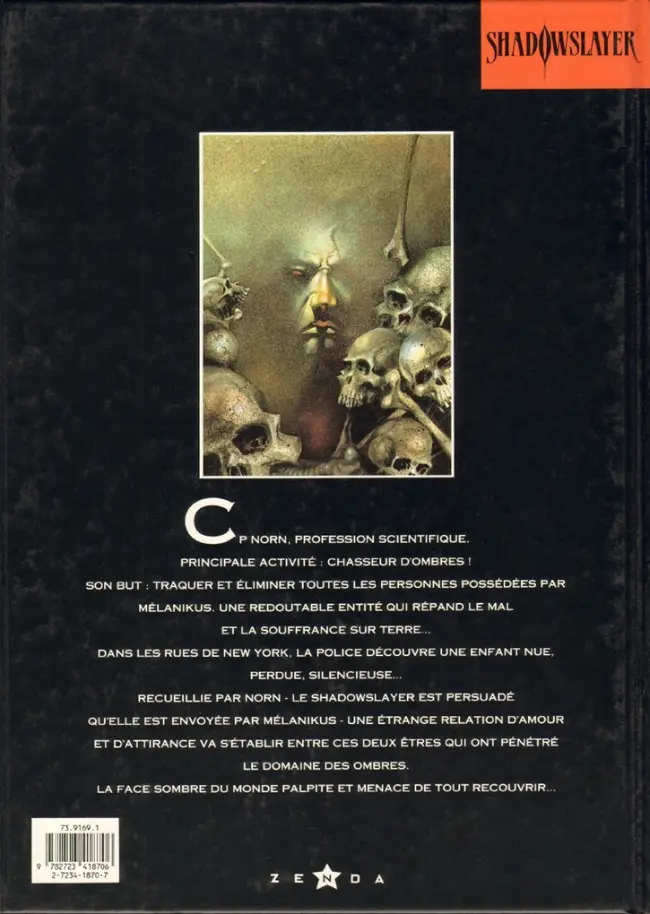Verso de l'album Shadowslayer La marque de Mélanikus