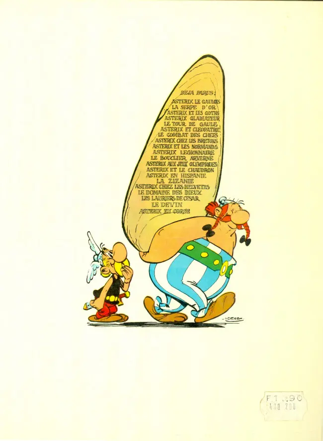 Verso de l'album Astérix Tome 4 Astérix gladiateur
