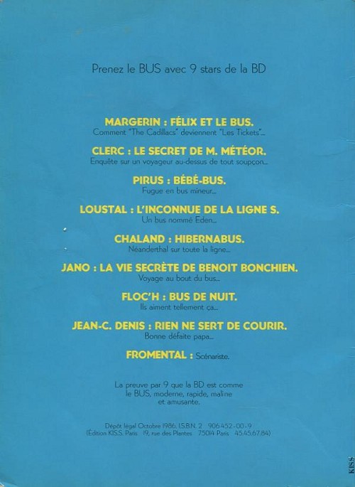 Verso de l'album Félix et le bus CTB