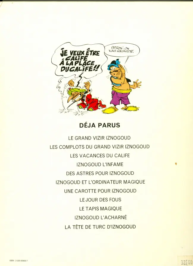 Verso de l'album Iznogoud Tome 10 Iznogoud, l'acharné
