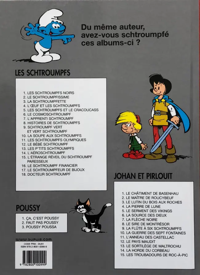Verso de l'album Johan et Pirlouit Tome 5 Le serment des vikings