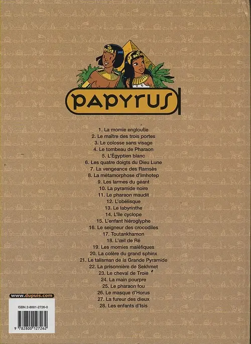 Verso de l'album Papyrus Tome 6 Les quatre doigts du dieu lune