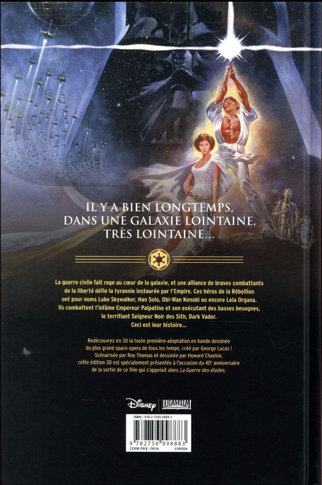 Verso de l'album Star Wars Épisode IV Un nouvel espoir - Edition Spéciale 3D