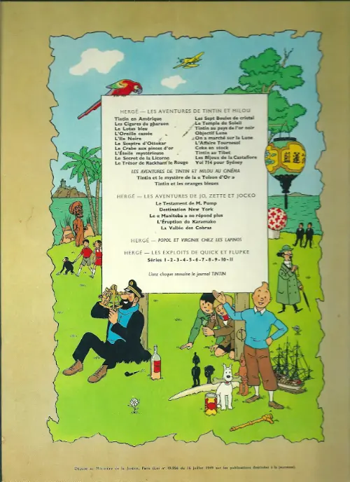 Verso de l'album Tintin Tome 7 L'île noire