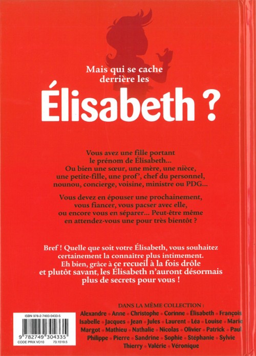 Verso de l'album L'Encyclopédie des prénoms en BD Tome 29 Élisabeth