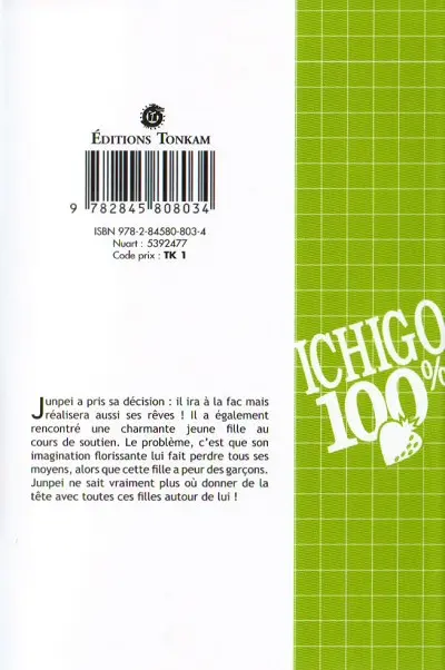 Verso de l'album Ichigo 100% 12 La jeune fille des rêves