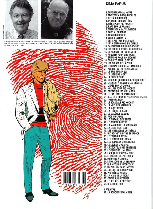 Verso de l'album Ric Hochet Tome 62 B.D. meurtres