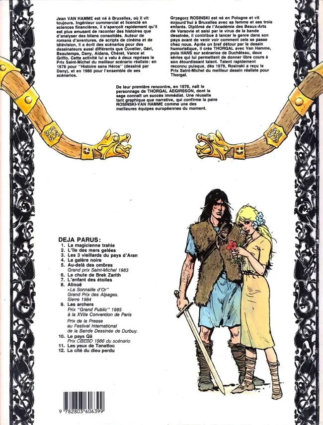 Verso de l'album Thorgal Tome 12 La cité du dieu perdu