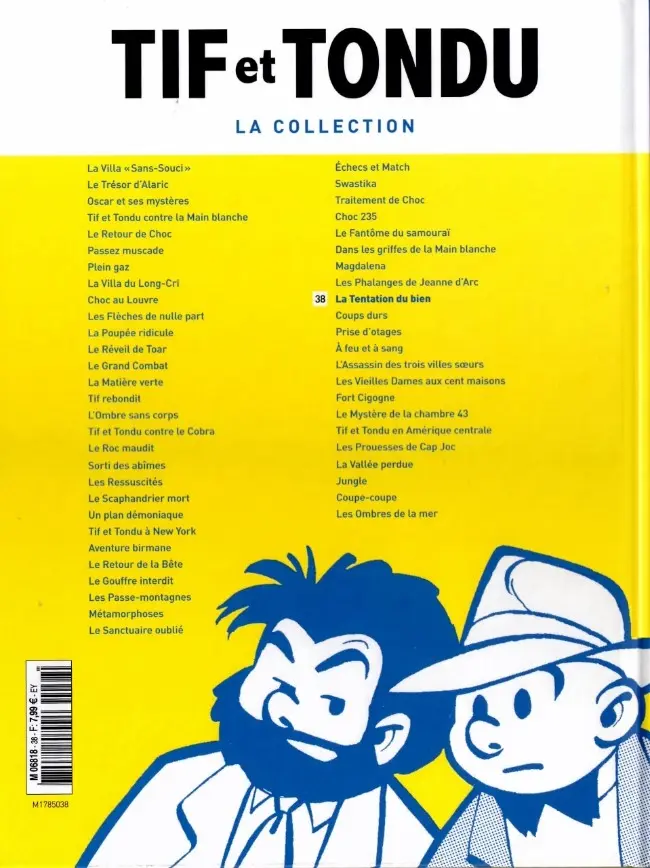 Verso de l'album Tif et Tondu La collection Tome 38 La Tentation du bien