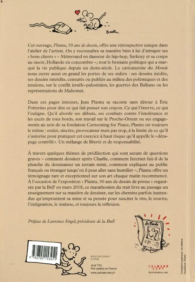 Verso de l'album Plantu - 50 ans de dessin