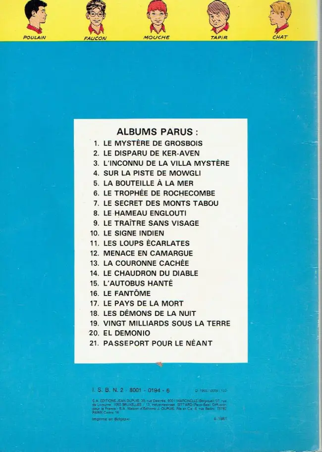 Verso de l'album La Patrouille des Castors Tome 4 Sur la piste de Mowgli