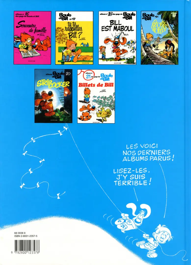 Verso de l'album Boule & Bill Tome 20 Strip cocker