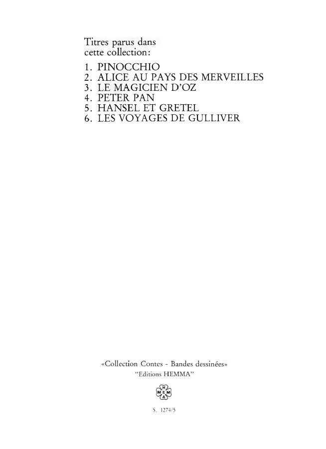 Verso de l'album Hansel et Gretel