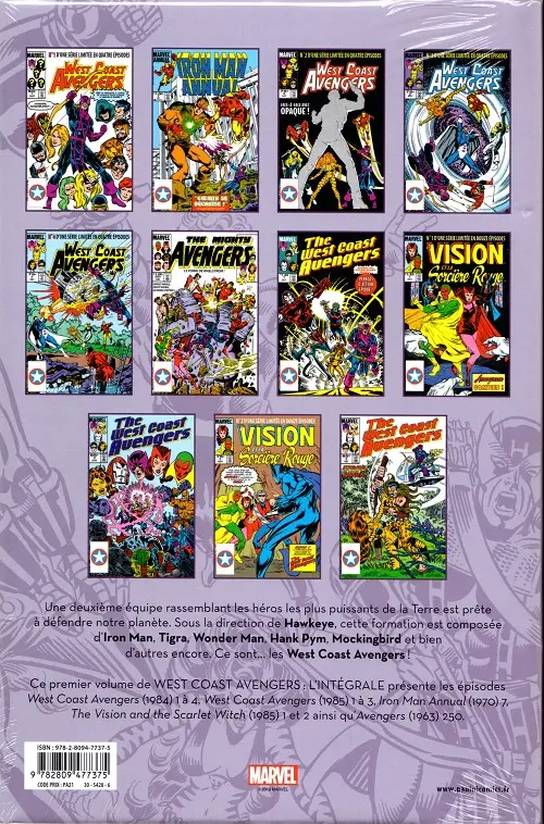 Verso de l'album West Coast Avengers - L'intégrale Tome 1 1984-1985