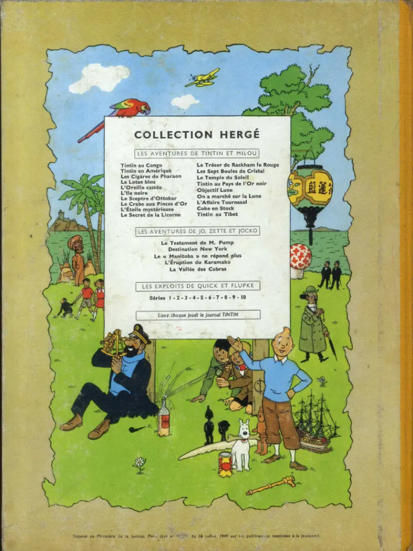 Verso de l'album Tintin Tome 15 Tintin au pays de l'or noir