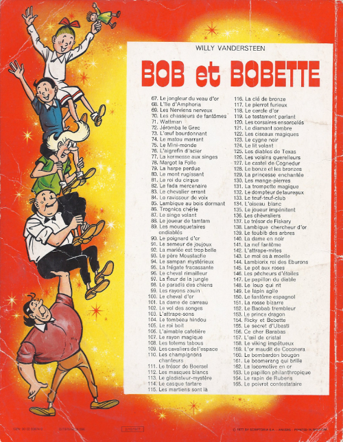 Verso de l'album Bob et Bobette Tome 157 L'Œil de cristal