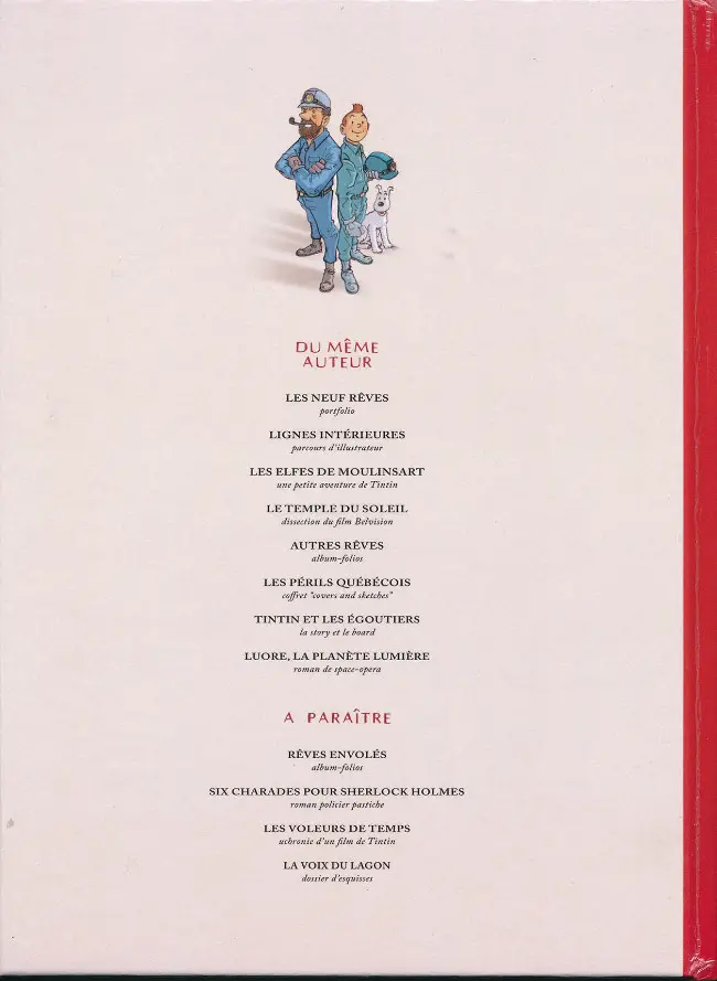 Verso de l'album Tintin Le Secret des Egoutiers