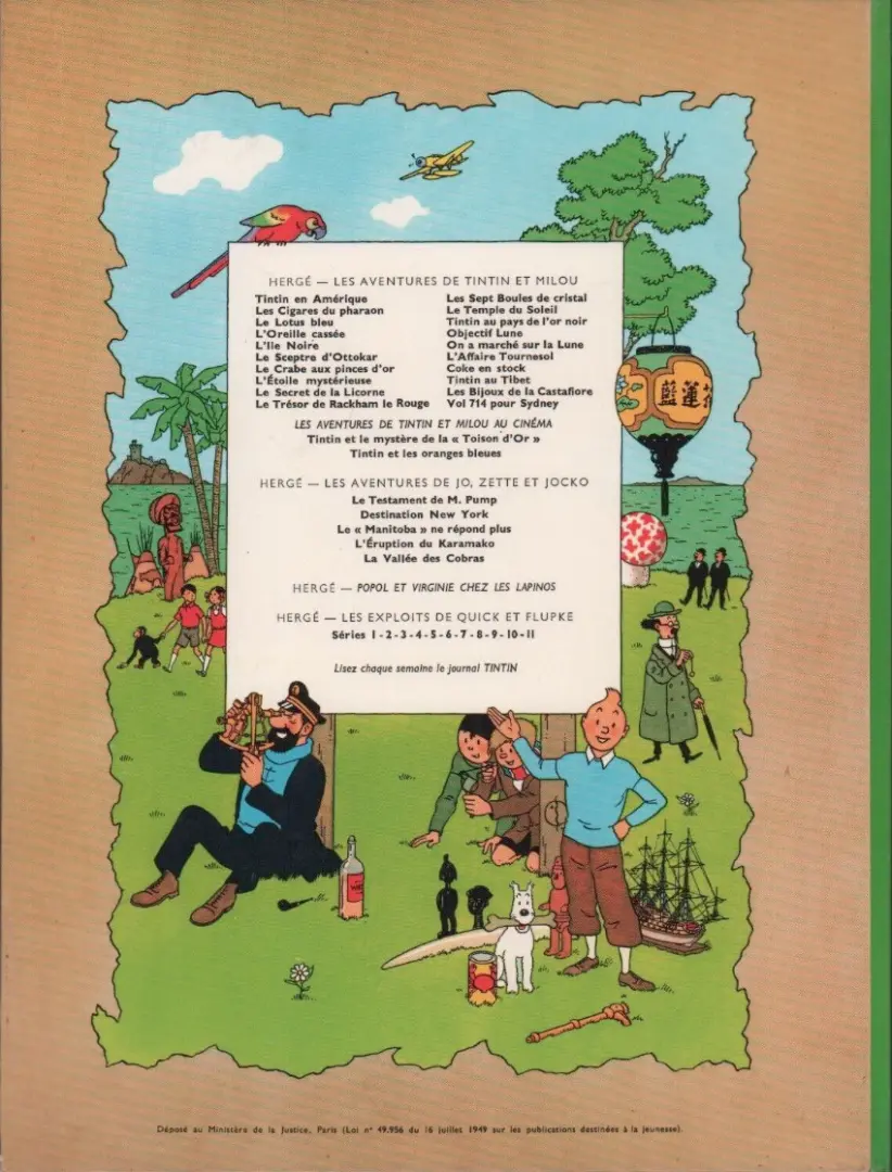 Verso de l'album Tintin Tome 11 Le secret de la licorne