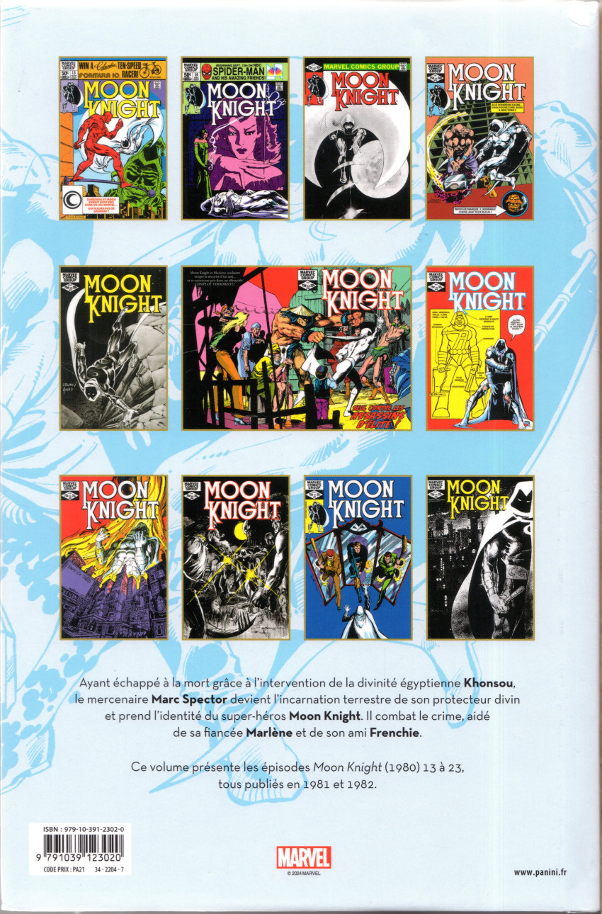 Verso de l'album Moon Knight - L'Intégrale Tome 3 1981-1982