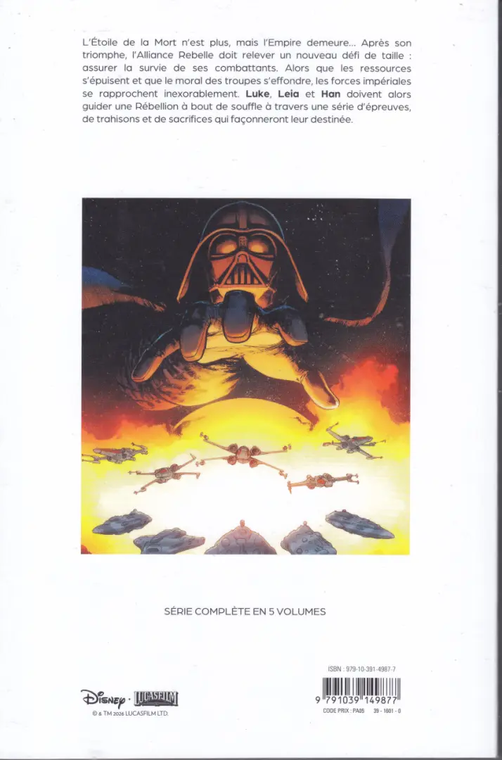 Verso de l'album Star Wars La Mort de l'espoir