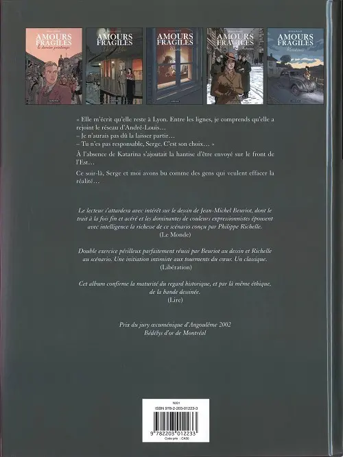 Verso de l'album Amours fragiles Tome 5 Résistance