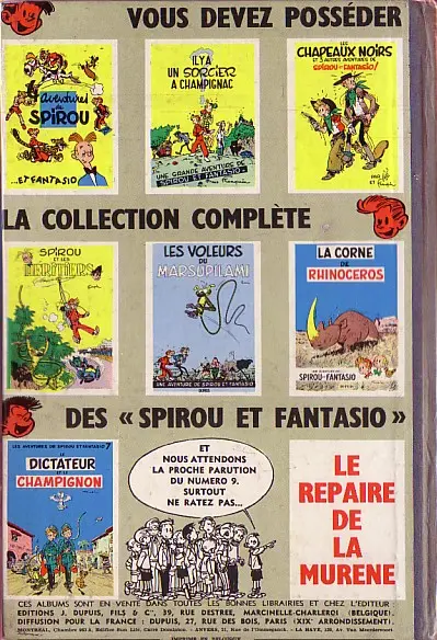 Verso de l'album Spirou et Fantasio Tome 8 La mauvaise tête