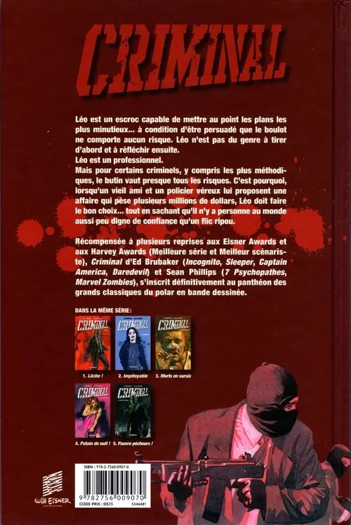 Verso de l'album Criminal Tome 1 Lâche !