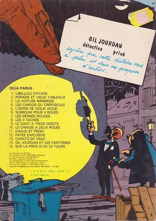 Verso de l'album Gil Jourdan Tome 3 La voiture immergée
