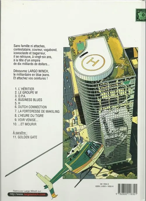 Verso de l'album Largo Winch Tome 2 Le groupe W