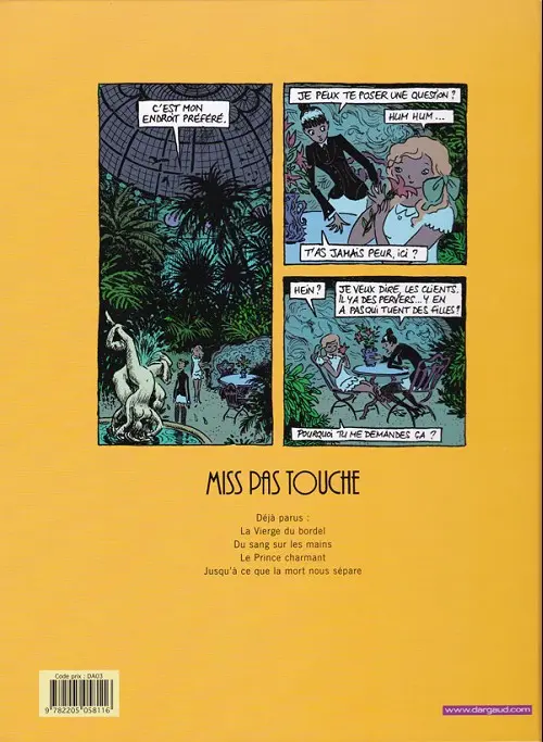 Verso de l'album Miss pas touche Tome 1 La Vierge du bordel