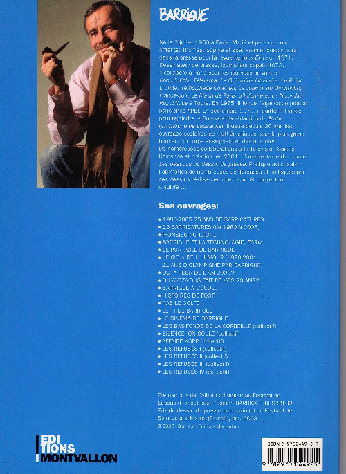 Verso de l'album Barricatures Tome 25 2005 - L'Année à traits tirés