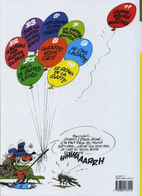 Verso de l'album Gaston Tome 11 Gaffes, bévues et boulettes