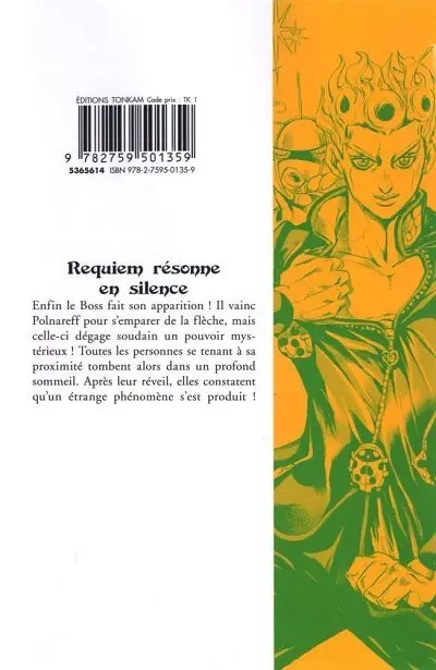 Verso de l'album Jojo's Bizarre Adventure - Golden Wind 16 Requiem résonne en silence