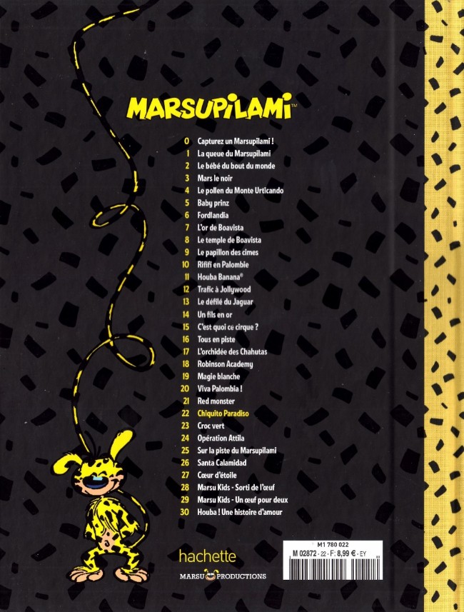 Verso de l'album Marsupilami Tome 22 Chiquito Paradiso